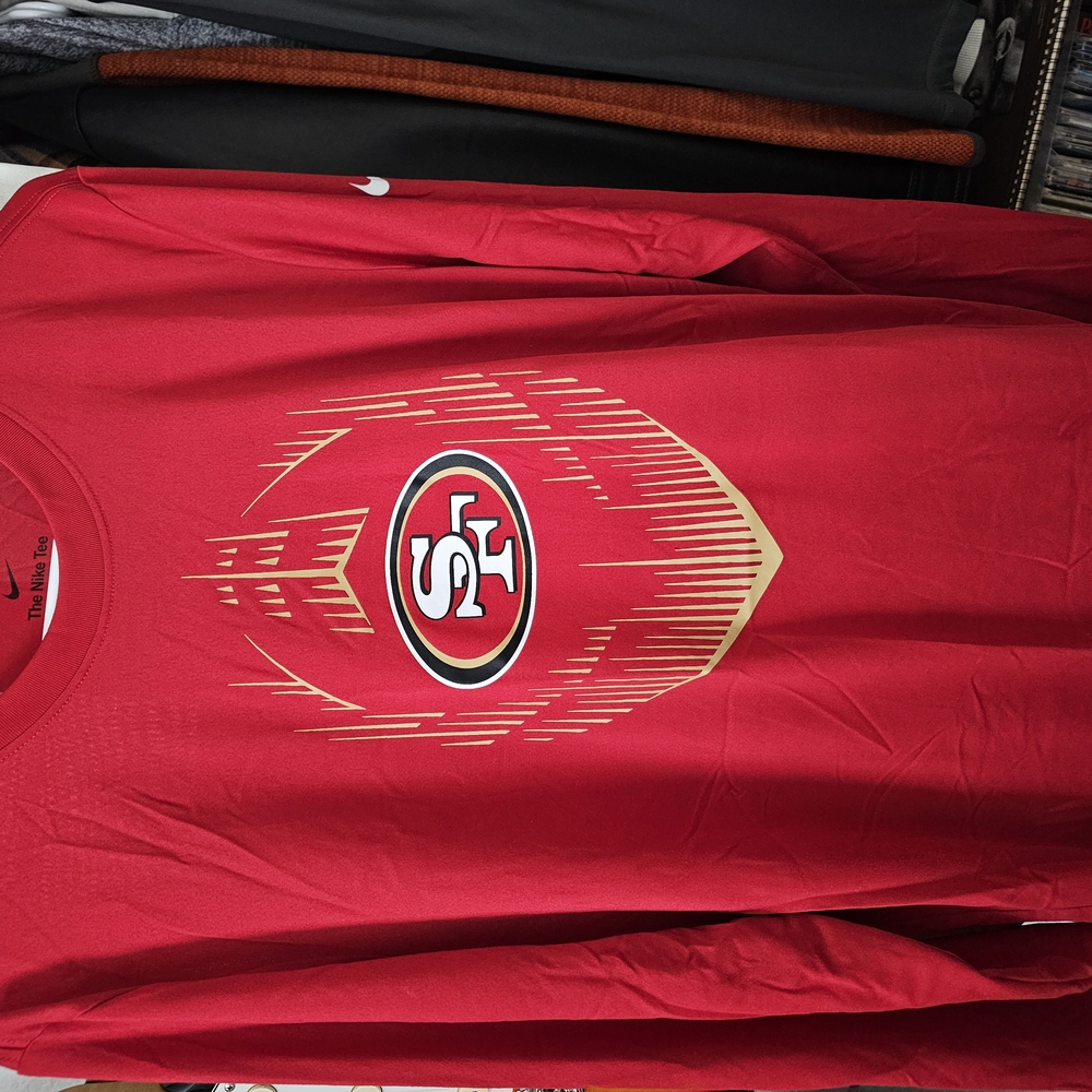 Nike Men's Red Long Sleeve Tee with Logo